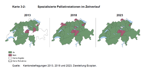 Kantonsbefragung Palliative Care: Spezialisierte Palliativstationen 2013-2023